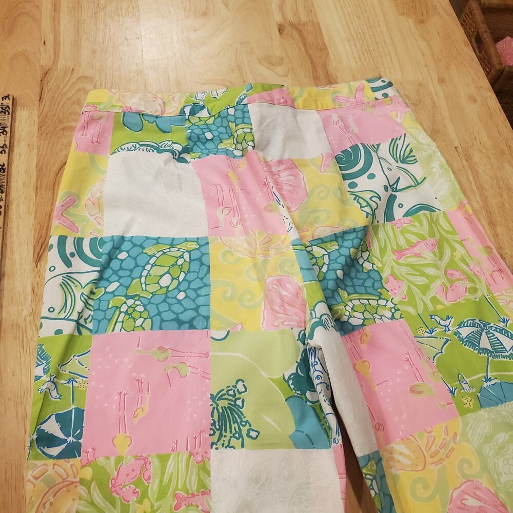 Lilly Pulitzer Pastel chef's blend patch Print  Straight Leg Pants Size 4 - Picture 5 of 6